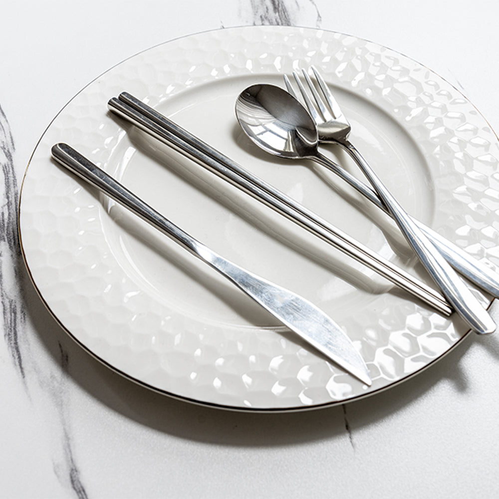 Spoon Folk Knife Chopsticks Set Rose Gold Black Silver Cutlery Set